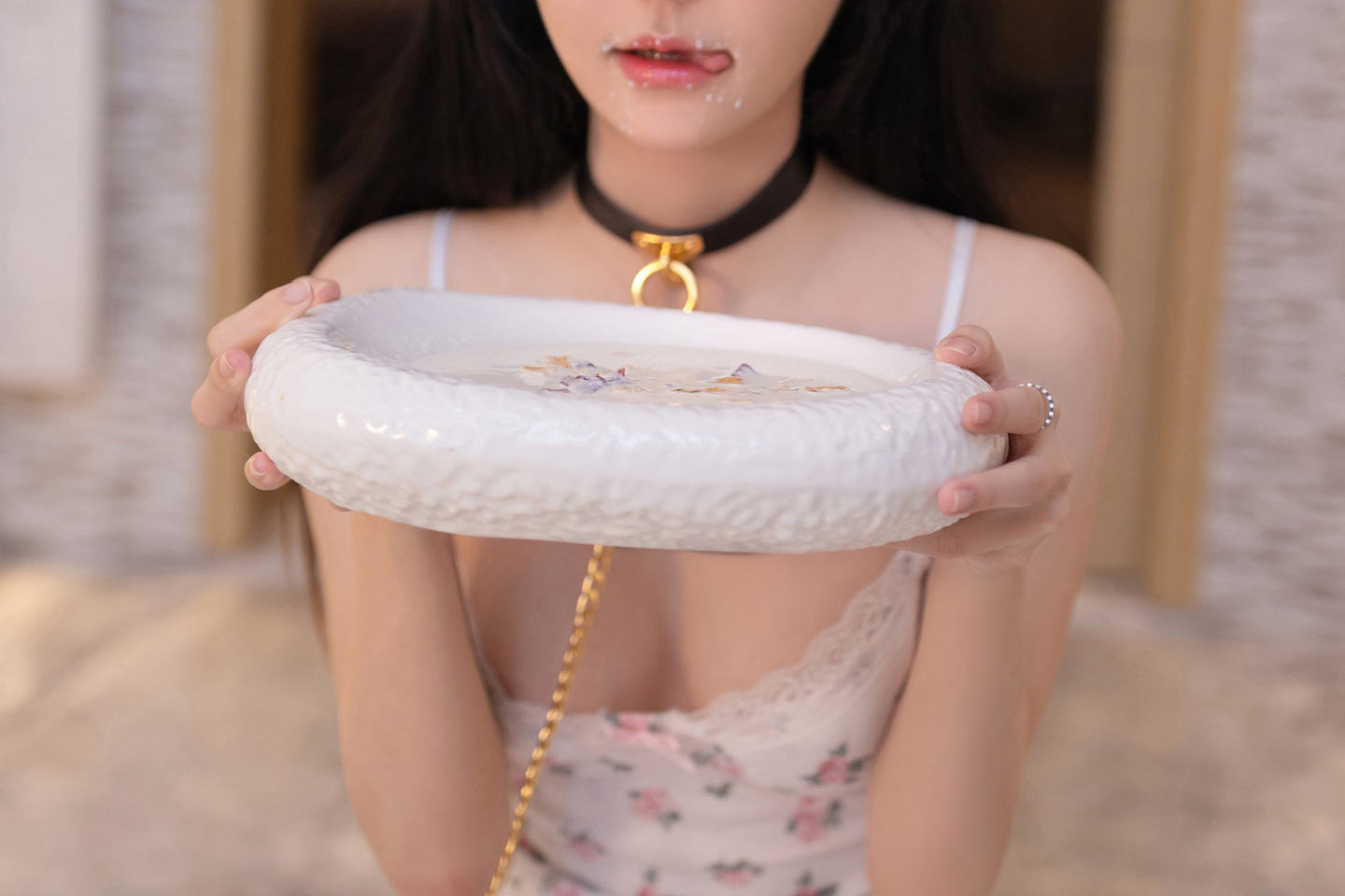 谢小蒽 NO.038 内购无水印 7718 白色花纹睡裙 [100P]